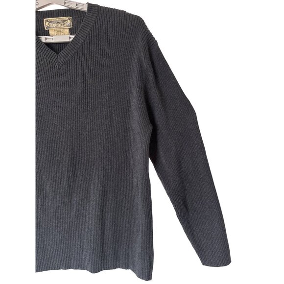 Polo Jeans Company Mens Size XL Cotton Ribbeds Knit Stretch Gray Sweater V-Neck - Picture 4 of 8